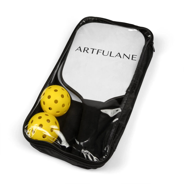 Personalized text pickleball paddle kit set featuring initials, name, message, or quote in any color and various fonts — premium gift for sport lovers by ARTFULANE