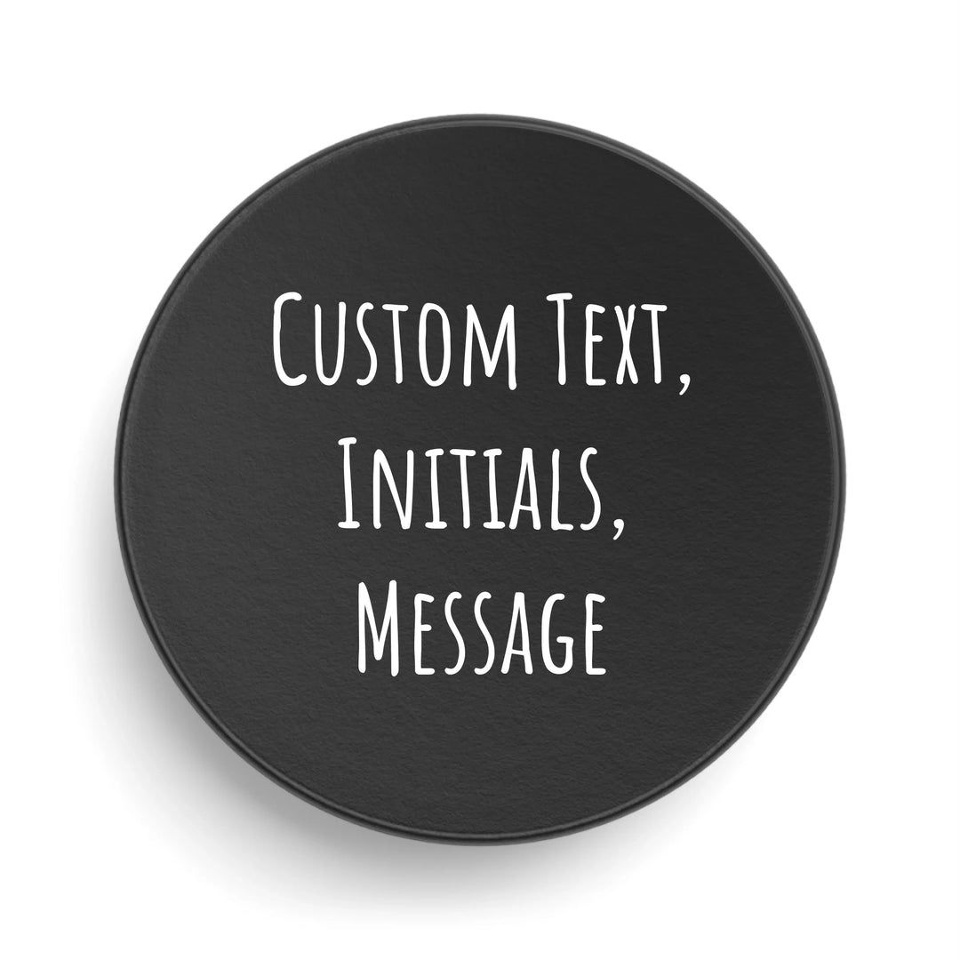 Personalized text hockey puck featuring initials, name, message, or quote in any color and various fonts — premium gift for sport lovers by ARTFULANE