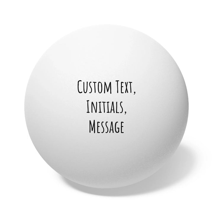 Personalized text ping pong balls set of 6 featuring initials, name, message, or quote in any color and various fonts — premium gift for sport lovers by ARTFULANE