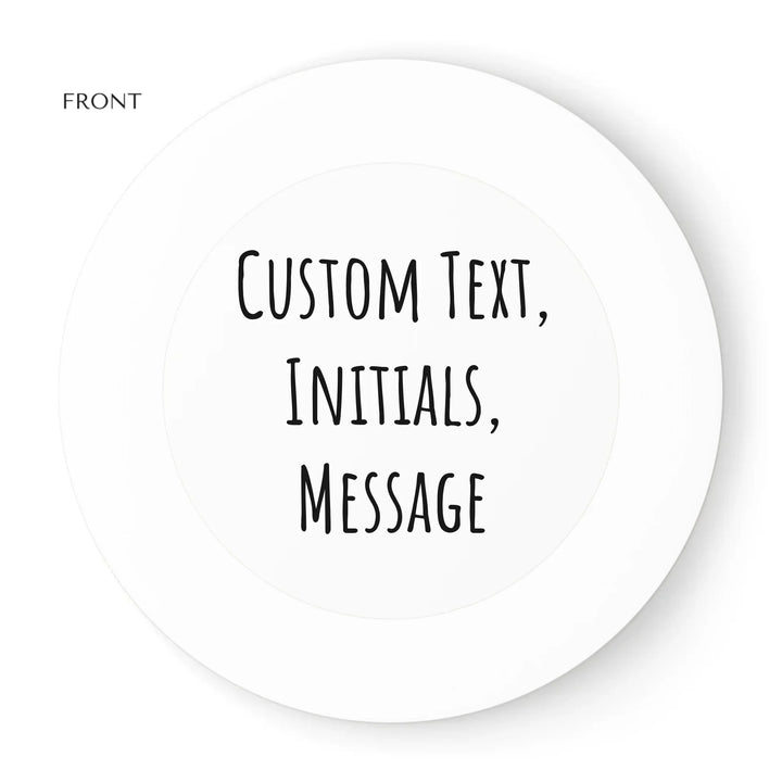 Personalized text frisbee featuring initials, name, message, or quote in any color and various fonts — premium gift for sport lovers by ARTFULANE