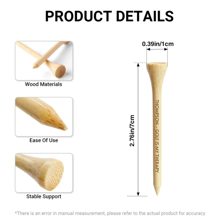 Product details of Custom personalized Wooden Golf Tee featuring engraved text — premium gift for golf lovers by ARTFULANE