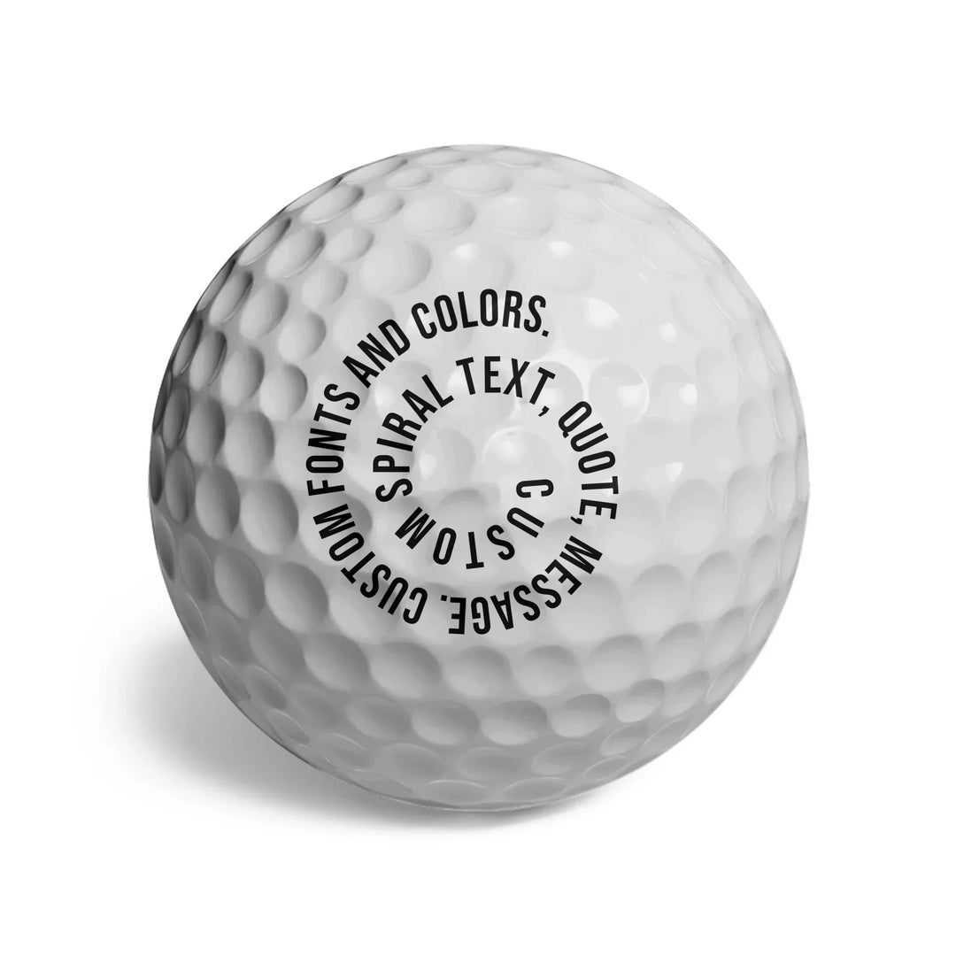 Personalized golf balls with custom spiral text — add initials, name, or quote in any color and font style — premium gift for golfers by ARTFULANE