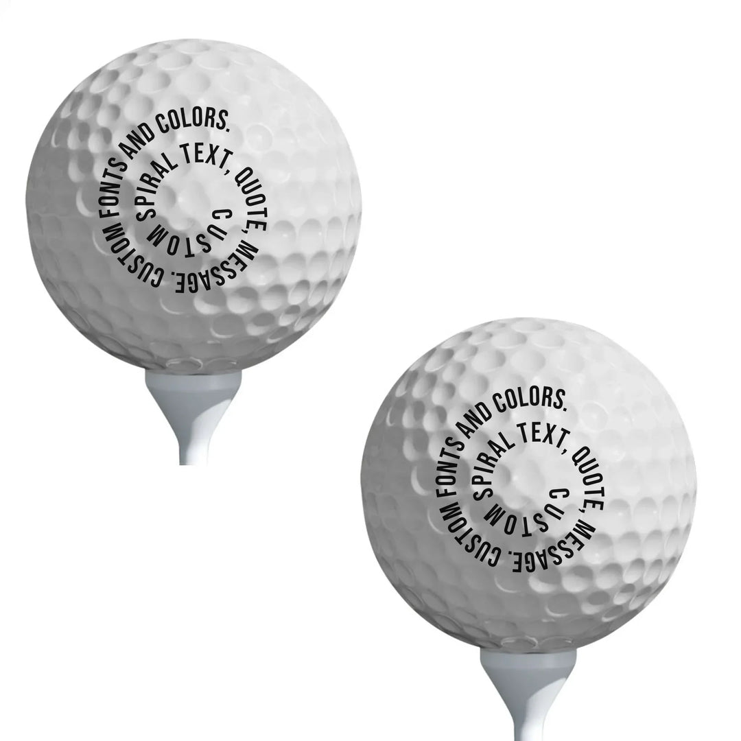 Personalized golf balls with custom spiral text — add initials, name, or quote in any color and font style — premium gift for golfers by ARTFULANE