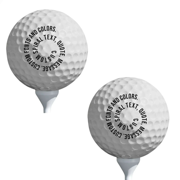 Personalized golf balls with custom spiral text — add initials, name, or quote in any color and font style — premium gift for golfers by ARTFULANE