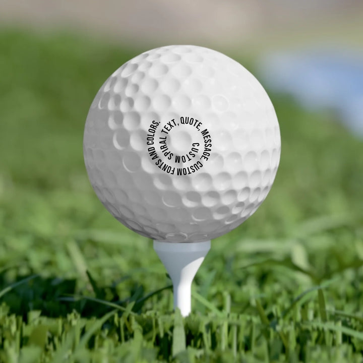Personalized spiral text golf balls set of 6 featuring initials, name, message, or quote in any color and various fonts — premium gift for sport lovers by ARTFULANE