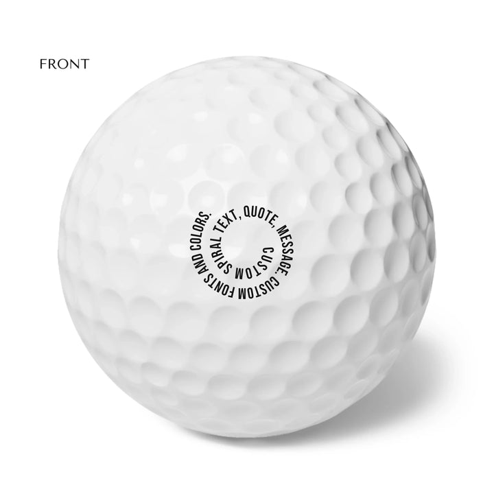 Personalized spiral text golf balls set of 6 featuring initials, name, message, or quote in any color and various fonts — premium gift for sport lovers by ARTFULANE