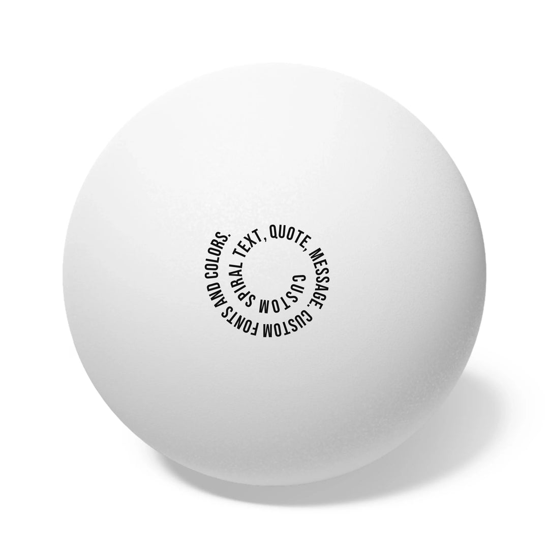 Personalized spiral text ping pong balls set of 6 featuring initials, name, message, or quote in any color and various fonts — premium gift for sport lovers by ARTFULANE