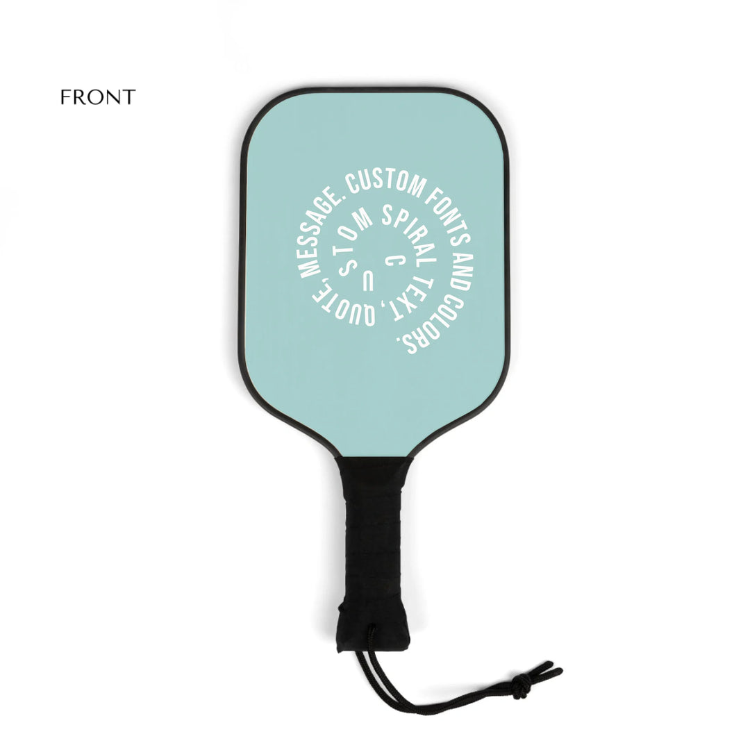 Personalized spiral text pickleball paddle kit set featuring initials, name, message, or quote in any color and various fonts — premium gift for sport lovers by ARTFULANE
