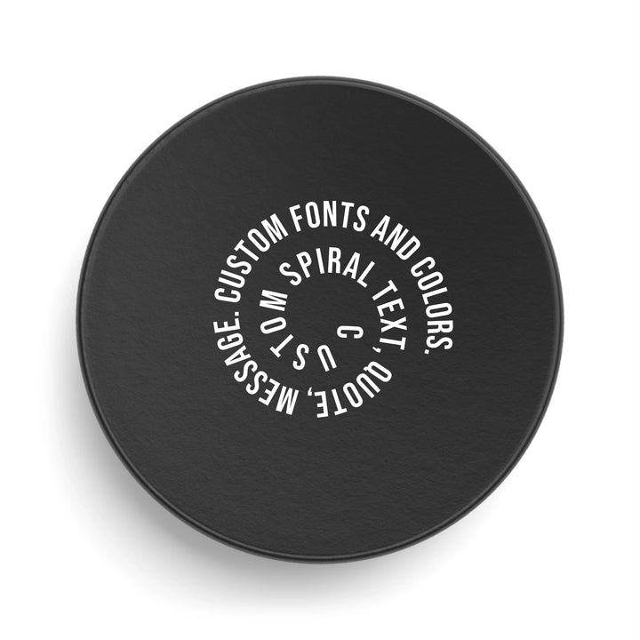 Personalized spiral text hockey puck featuring initials, name, message, or quote in any color and various fonts — premium gift for sport lovers by ARTFULANE