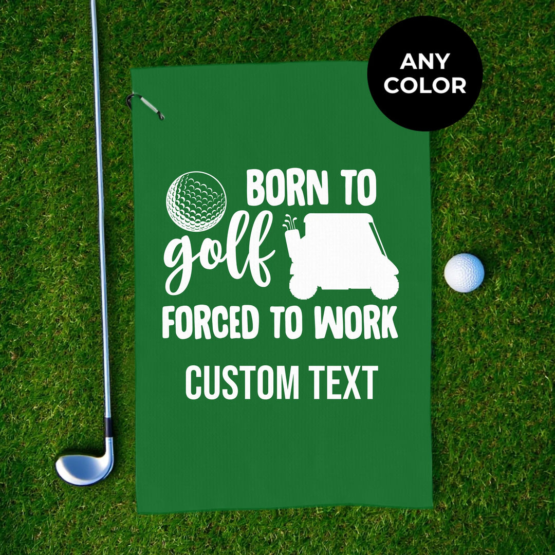 Personalized golf towels with custom spiral text — add initials, name, or quote in any color and font style — premium gift for golfers by ARTFULANE
