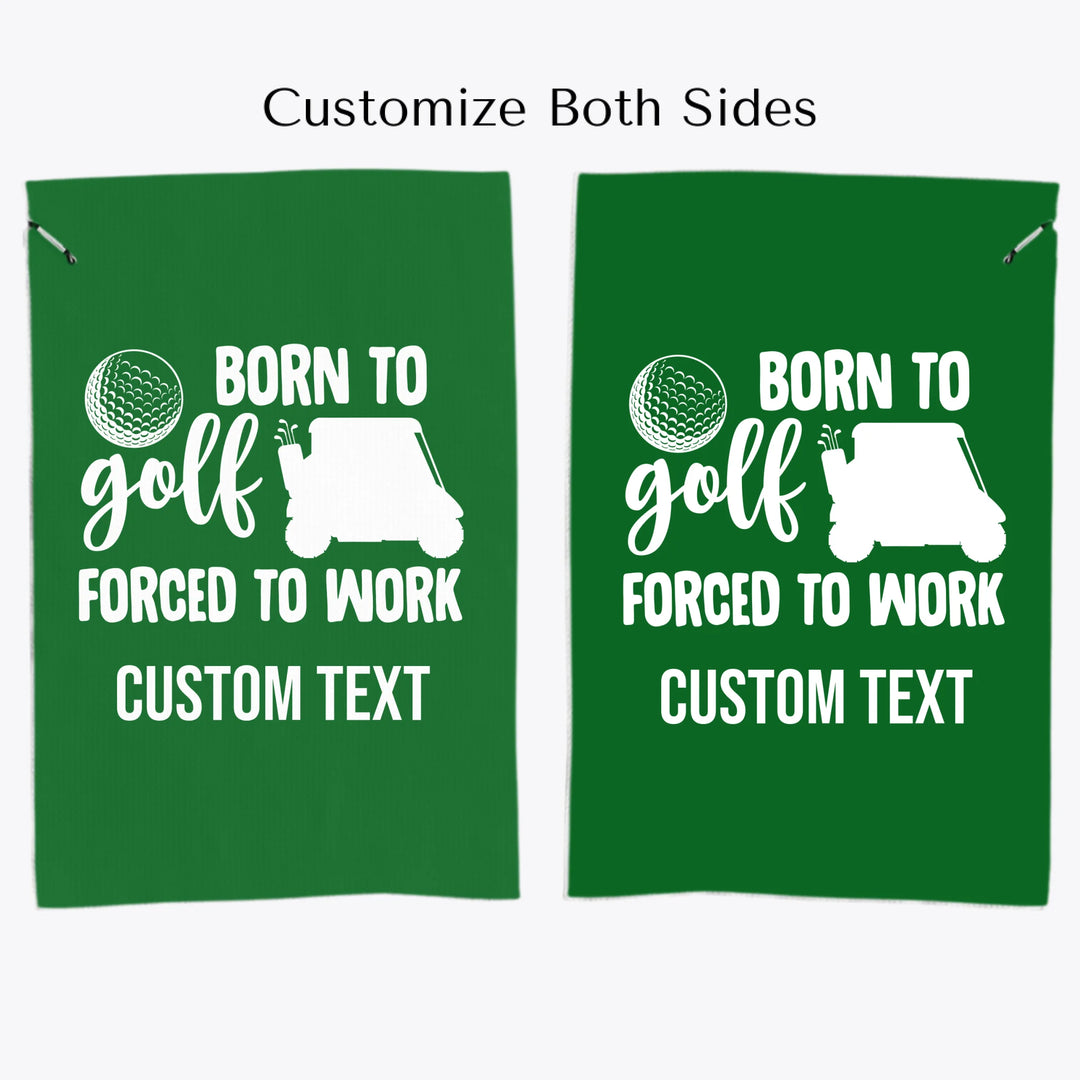 Personalized golf towels with custom spiral text — add initials, name, or quote in any color and font style — premium gift for golfers by ARTFULANE