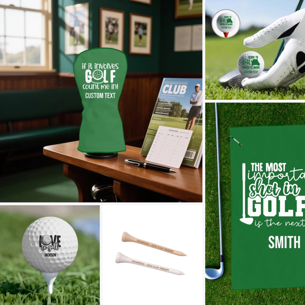 Custom 20 Quotes Golf Accessories Collection - Golf Balls, Club Head Cover, Towel, Engraved Tee - ARTFULANE