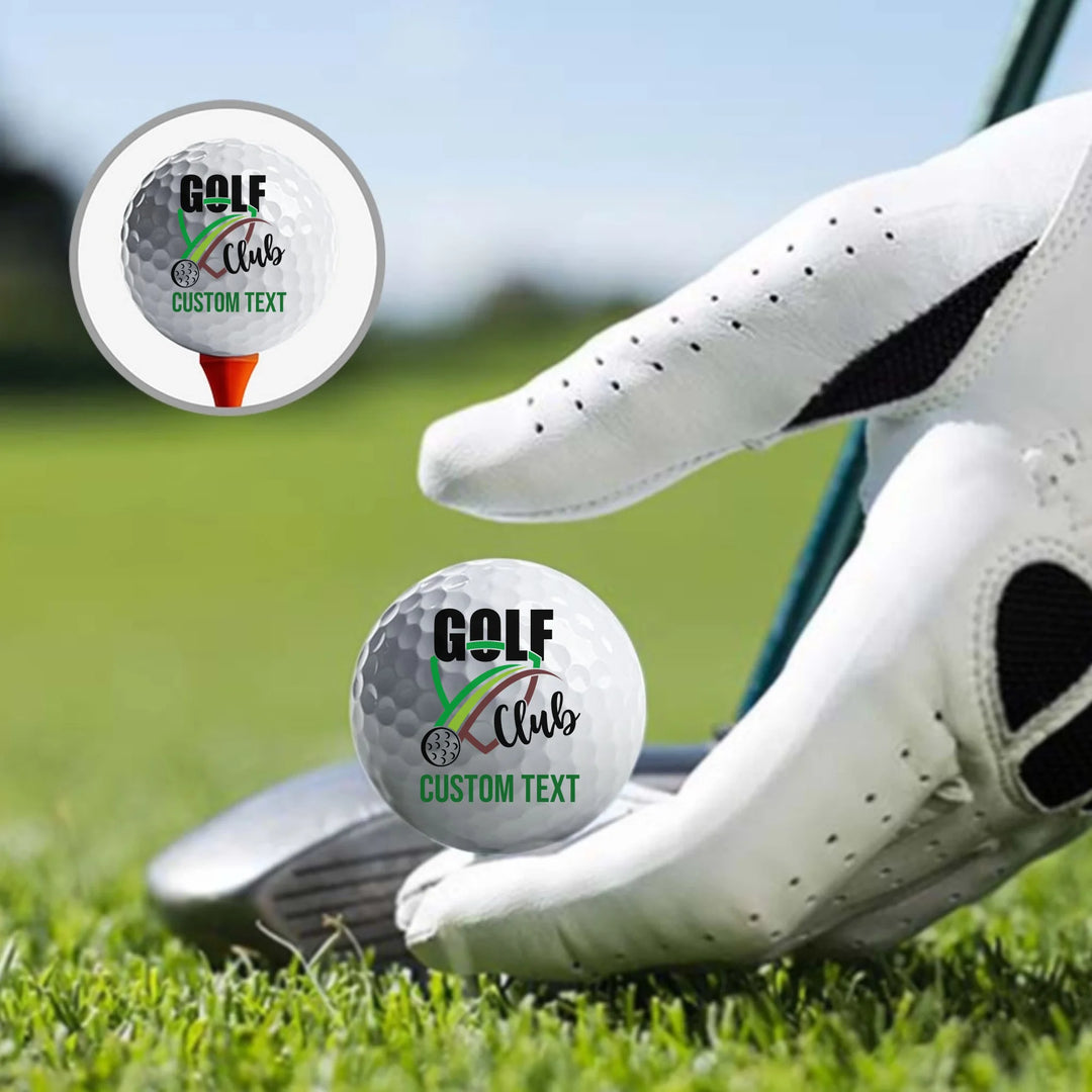 Personalized golf balls with custom spiral text — add initials, name, or quote in any color and font style — premium gift for golfers by ARTFULANE