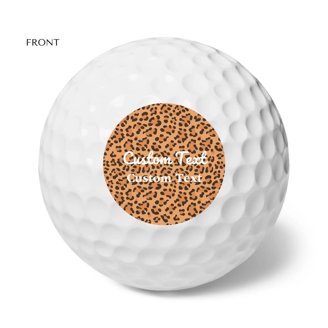 Custom animal print golf balls set of 6 featuring bold leopard, zebra, tiger patterns, and more — personalized sports gear for athletes and sport lovers by ARTFULANE.