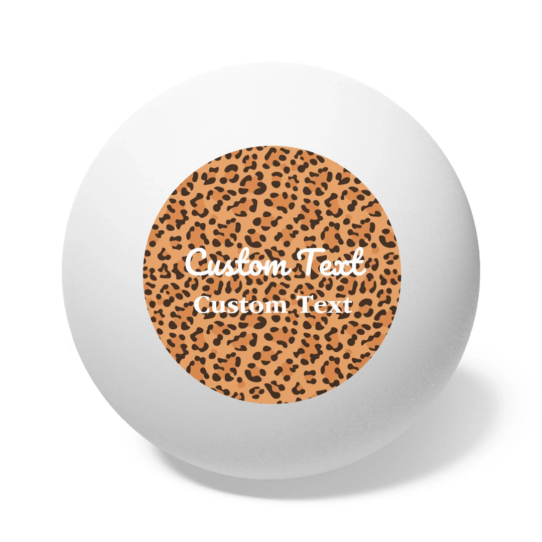 Custom animal print ping pong balls set of 6 featuring bold leopard, zebra, tiger patterns, and more — personalized sports gear for athletes and sport lovers by ARTFULANE.