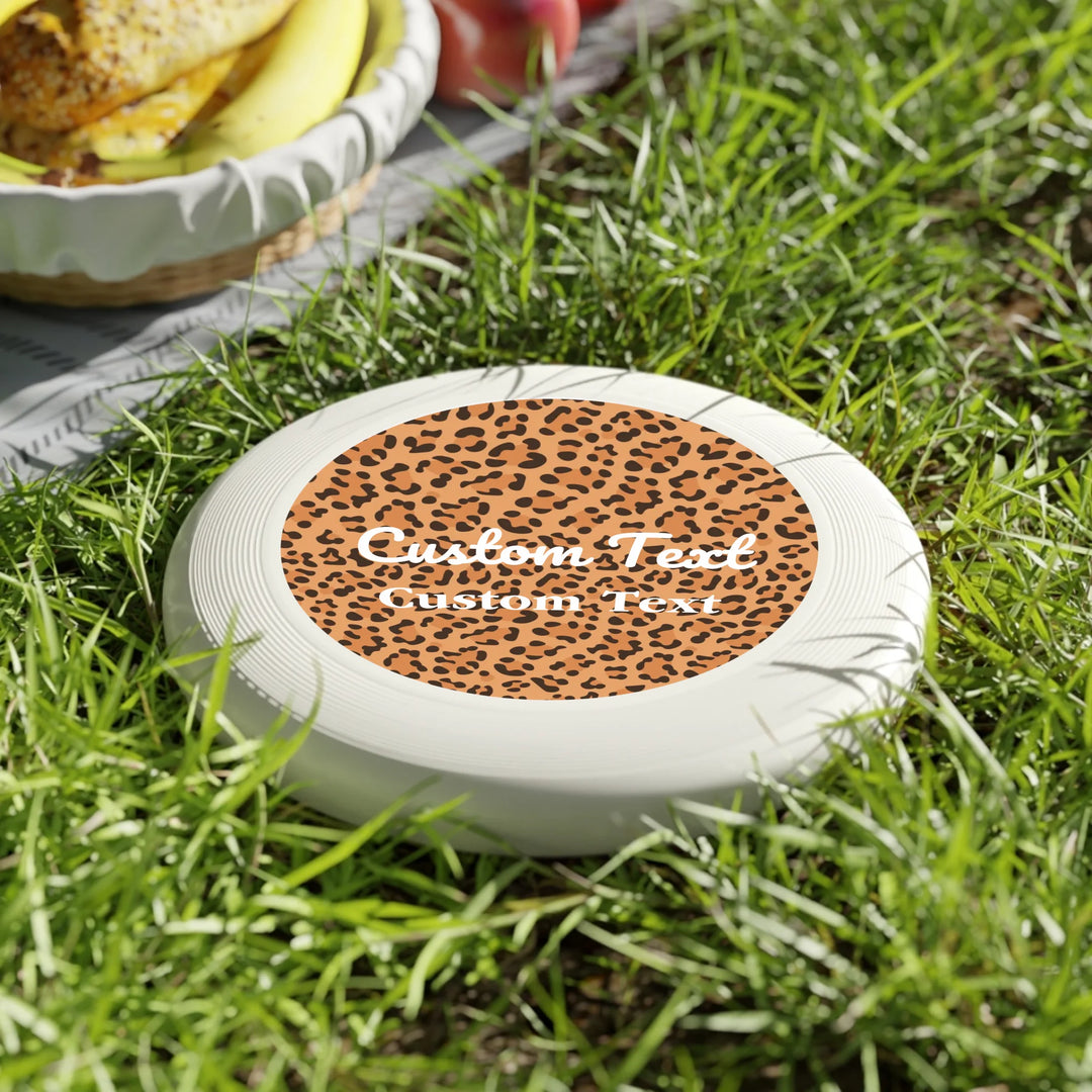 Custom animal print frisbee featuring bold leopard, zebra, tiger patterns, and more — personalized sports gear for athletes and sport lovers by ARTFULANE.