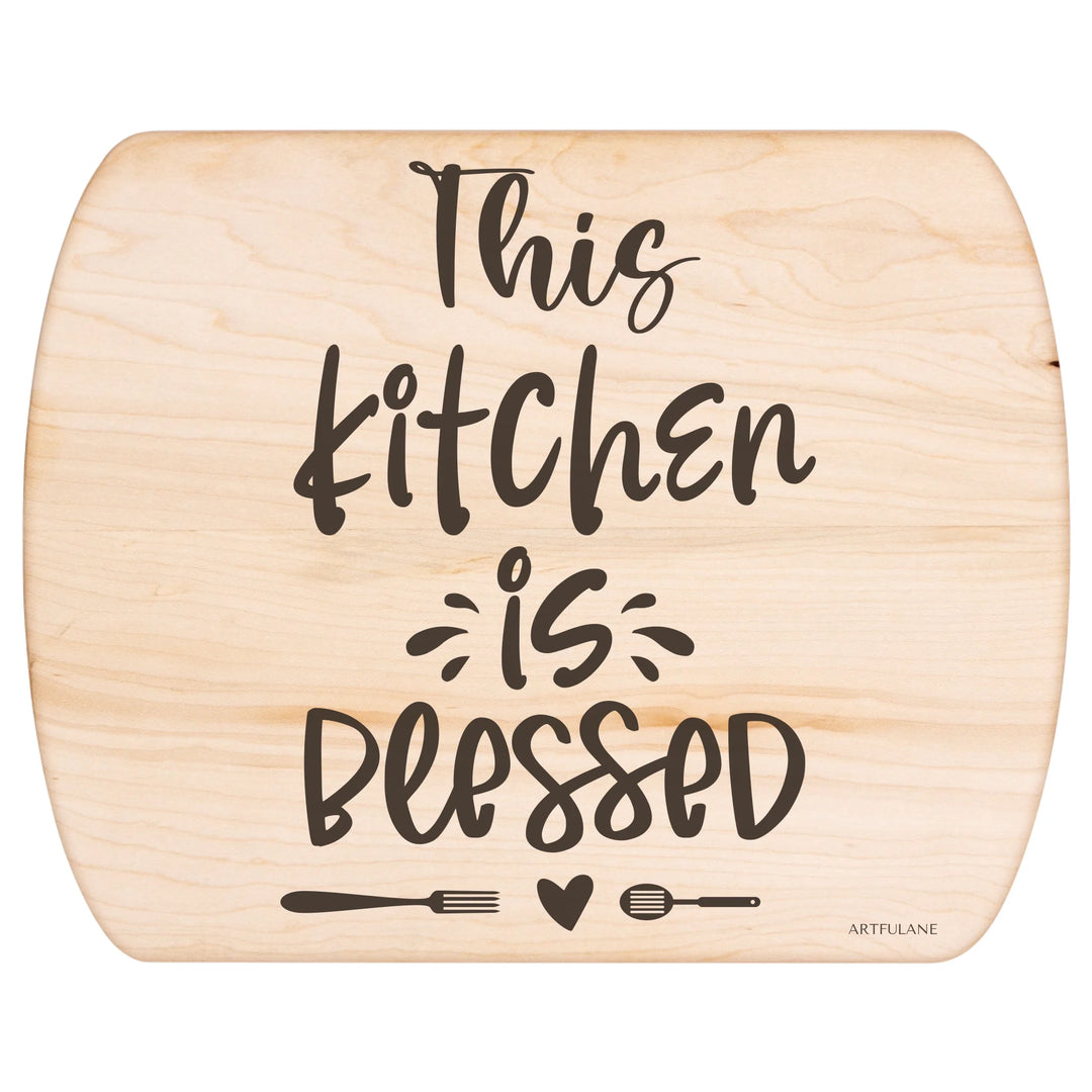 Engraved Maple Hardwood Oval Cutting Board - custom kitchen quote designs by ARTFULANE