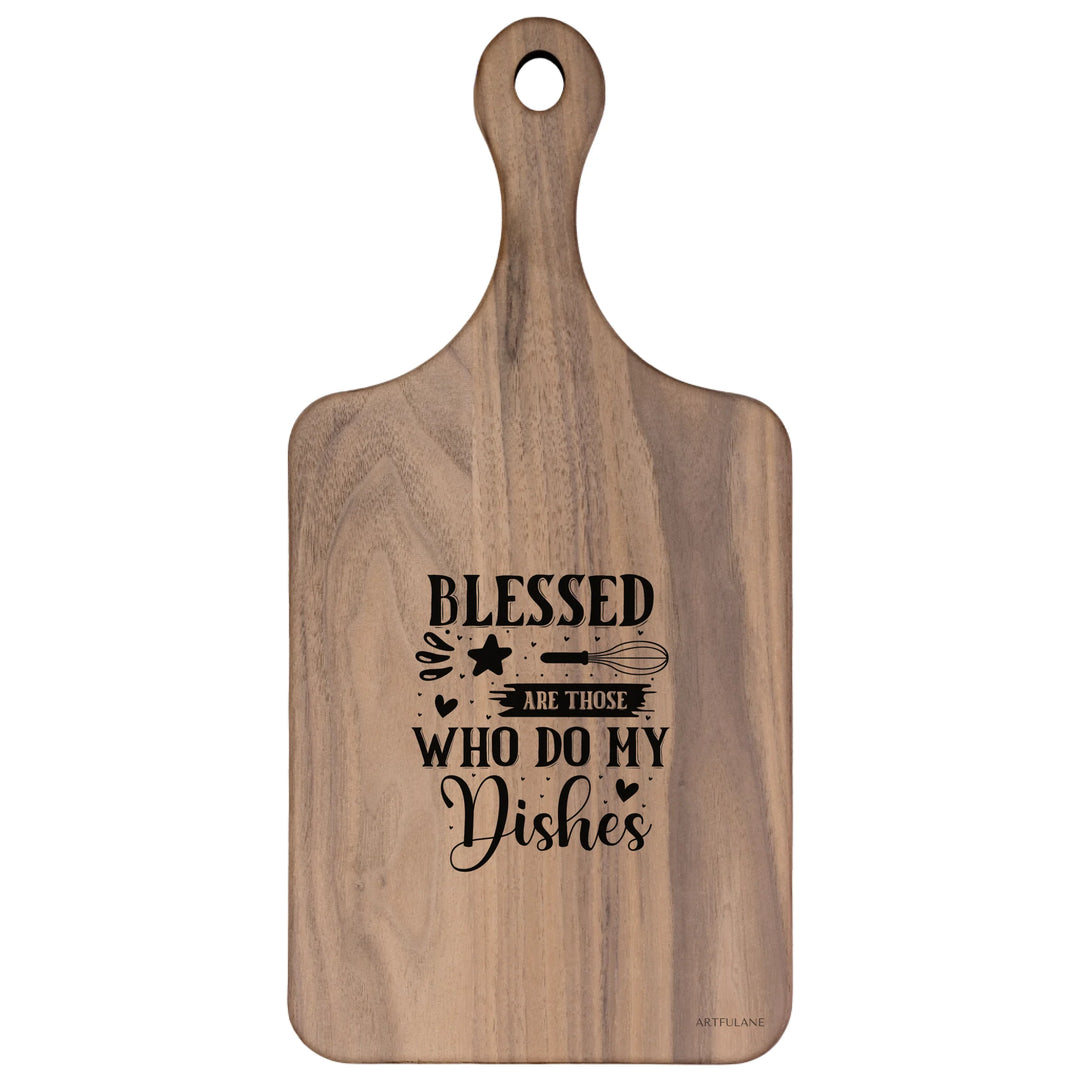 Engraved Kitchen Quotes Walnut Hardwood Paddle Cutting Board - ARTFULANE