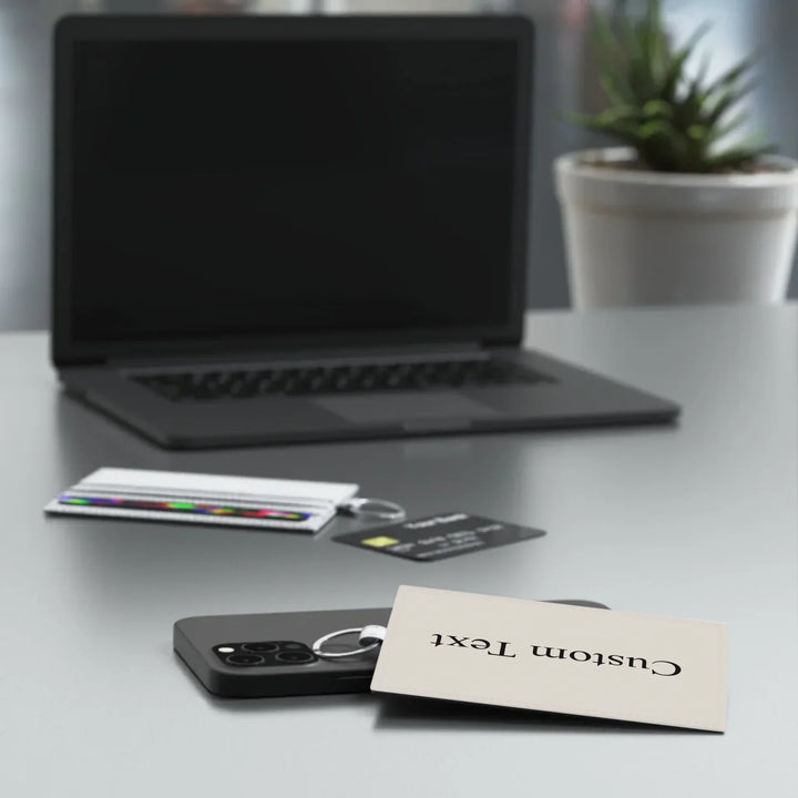 Saffiano Leather Card Holder in use-Custom background color and text-ARTFULANE