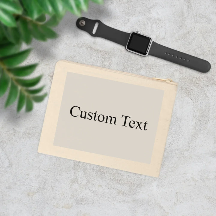 Cotton Accessory Zipper Pouch on table-Custom background color and text-ARTFULANE