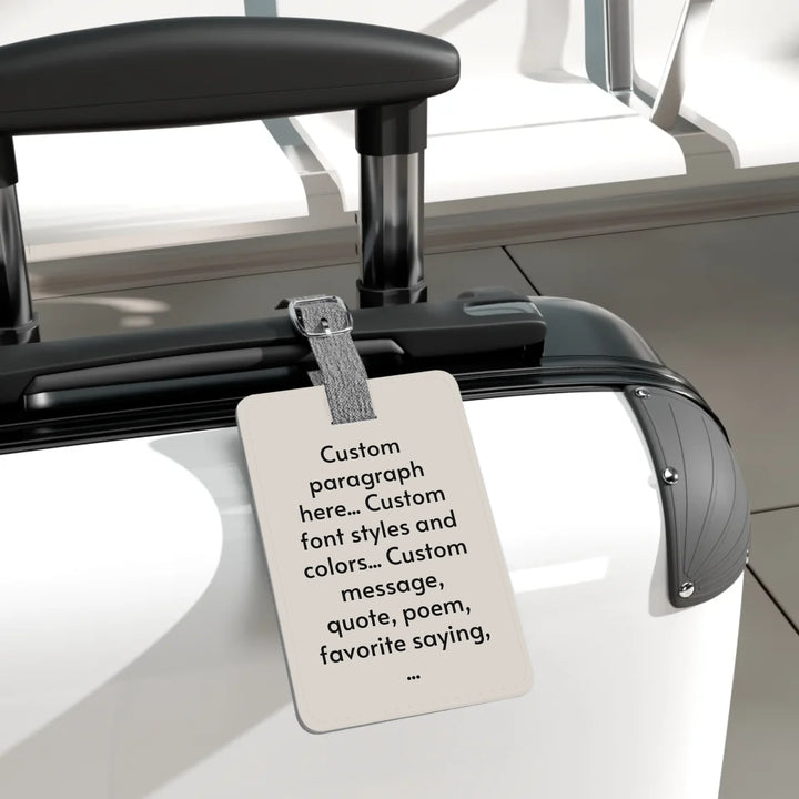 Saffiano Luggage Tag on luggage-Custom message, fonts, and colors-ARTFULANE
