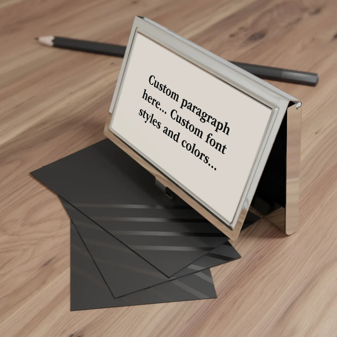 Business card holder in use-Custom message, fonts, and colors-ARTFULANE