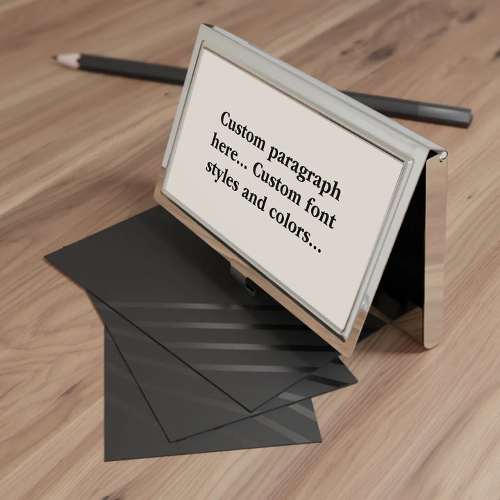 Business card holder in use-Custom message, fonts, and colors-ARTFULANE