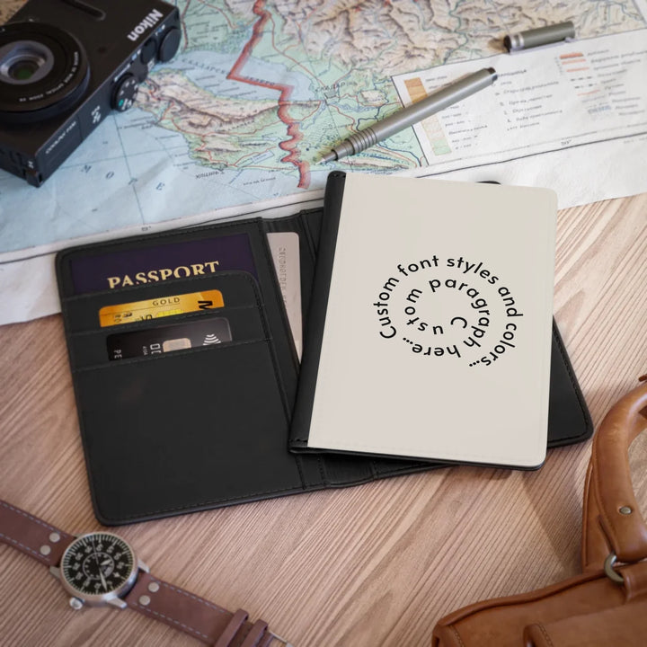 Passport Cover in use--Custom spiral text, fonts, and colors-ARTFULANE