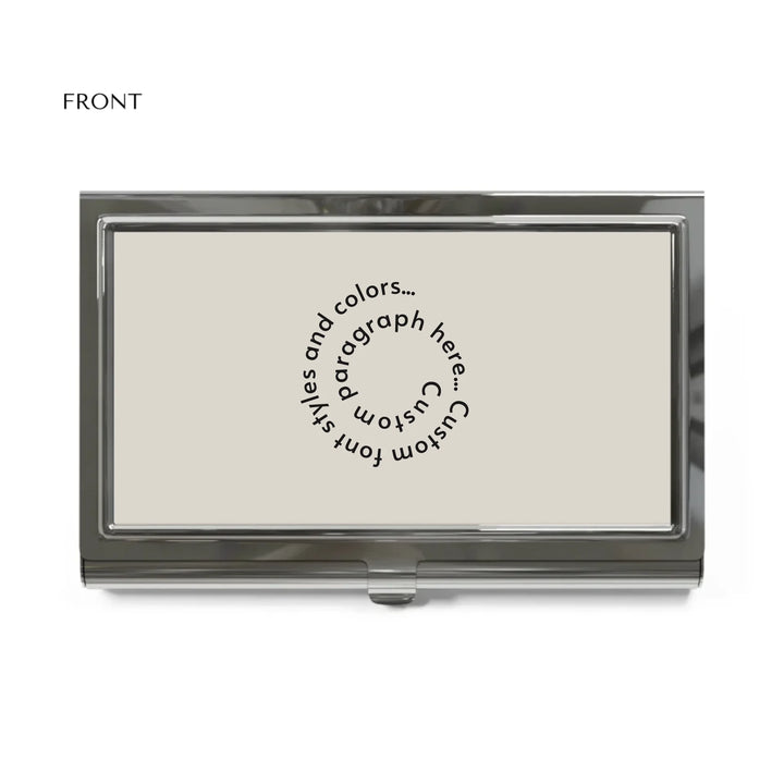 Business card holder front-Custom spiral text, fonts, and colors-ARTFULANE