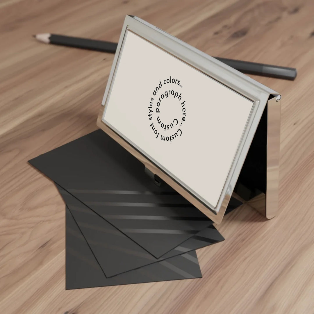 Business card holder in use-Custom spiral text, fonts, and colors-ARTFULANE