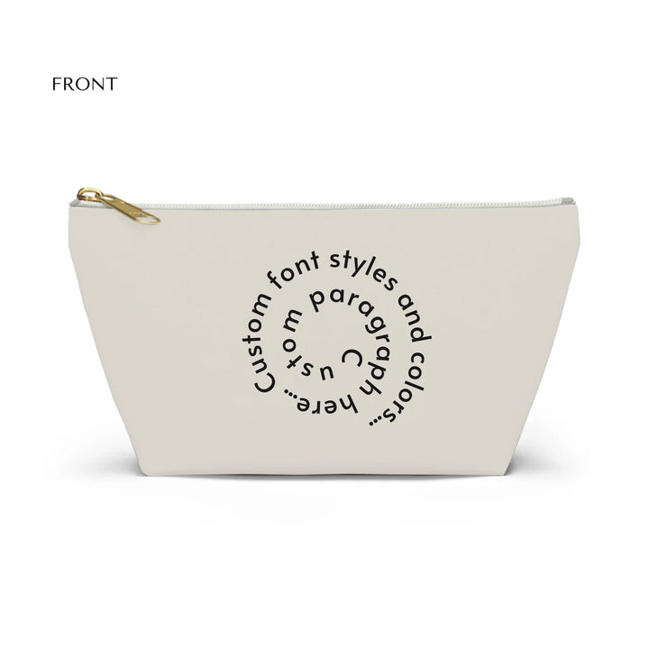 Structured Accessory Pouch w T-bottom Front-Custom spiral text, fonts, and colors-ARTFULANE