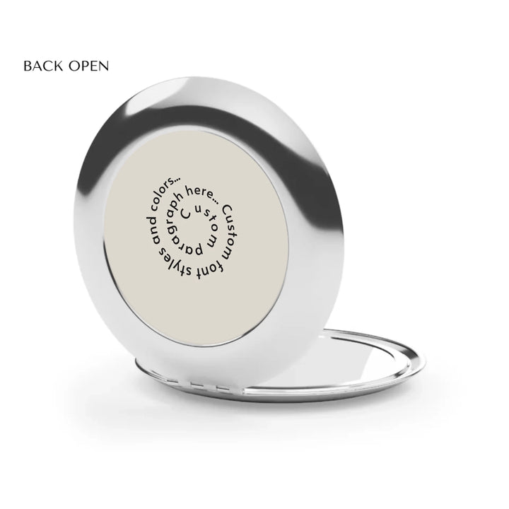 Compact Travel Mirror Back Open-Custom spiral text, fonts, and colors-ARTFULANE