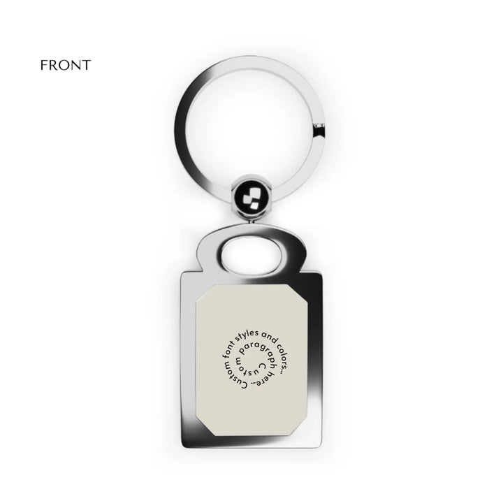 Rectangle Photo Keyring front-Custom spiral text, fonts, and colors-ARTFULANE