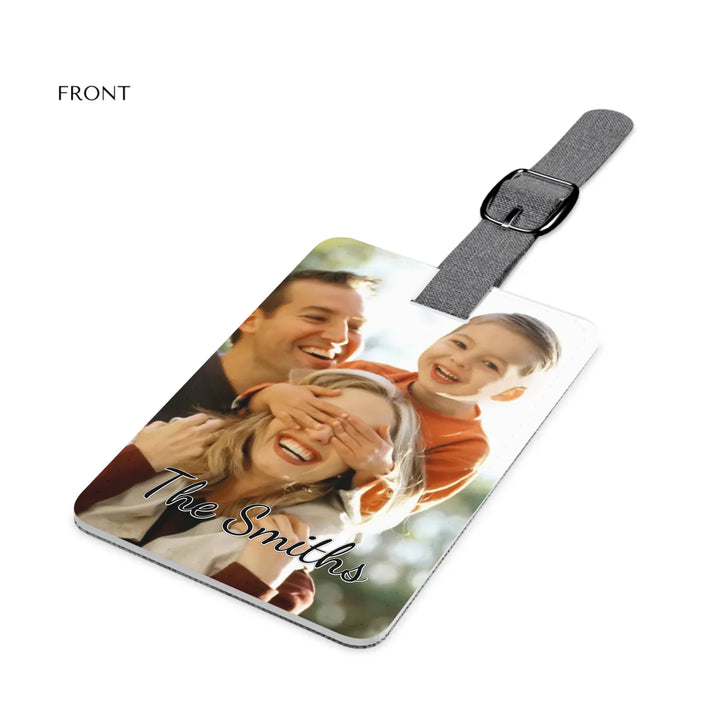 Saffiano Luggage Tag Close-up-Custom photo, text, fonts, and colors-ARTFULANE