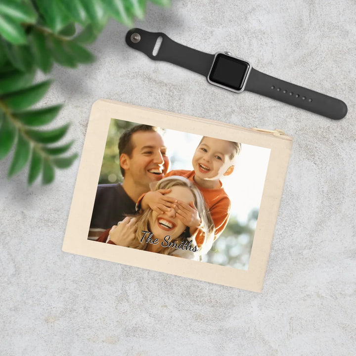 Cotton Accessory Zipper Pouch on table-Custom photo, text, fonts, and colors-ARTFULANE