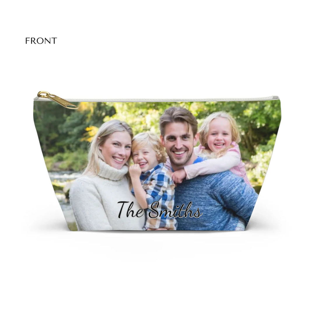 Structured Accessory Pouch w T-bottom Front-Custom photo, text, fonts, and colors-ARTFULANE