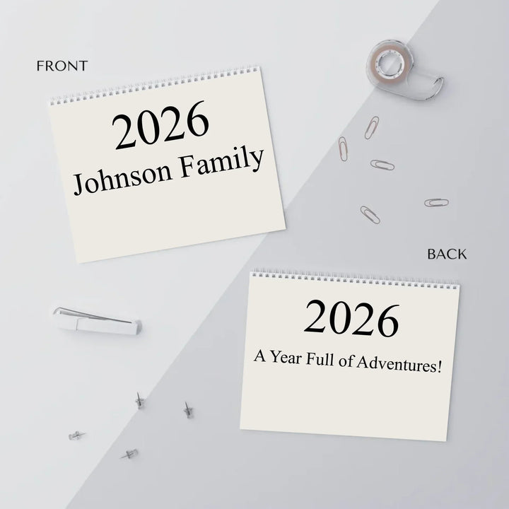 wall calendar front and back covers