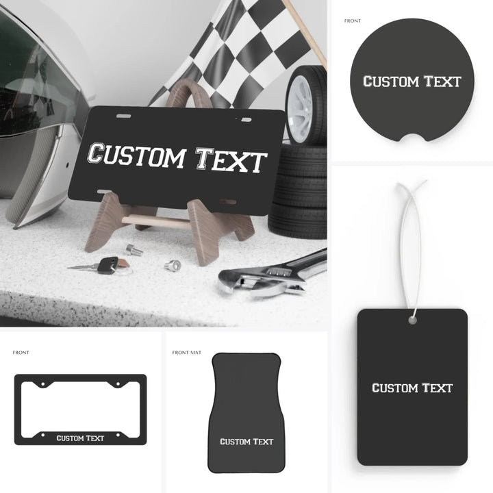 Custom Text Car Accessories - License Plate & Frame, Magnets, Bumper Stickers, Air Freshener, Coaster, & Floor Mats - ARTFULANE