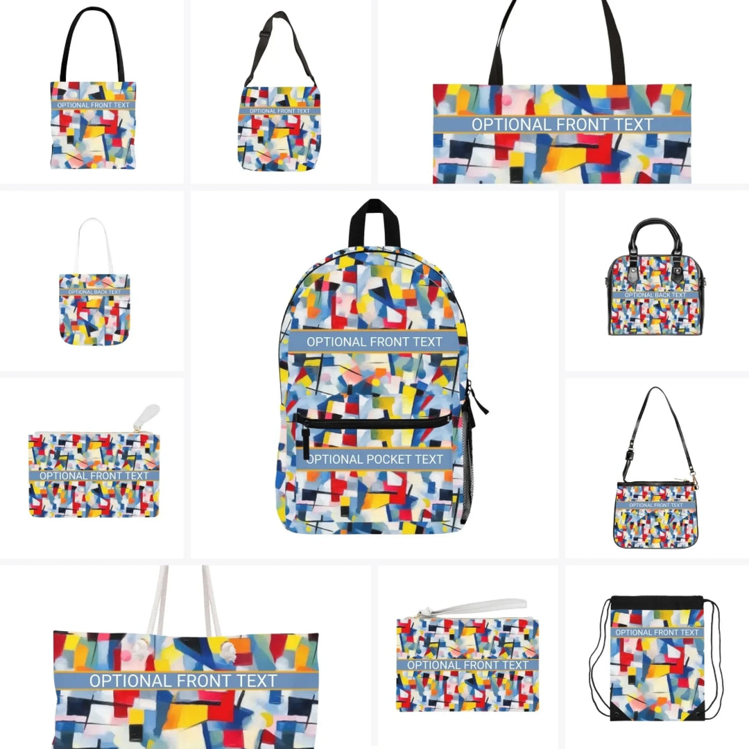 Custom Modern Geometric Abstraction Bags - Tote, Weekender, Shoulder, Clutch, Backpack & String Bags - ARTFULANE