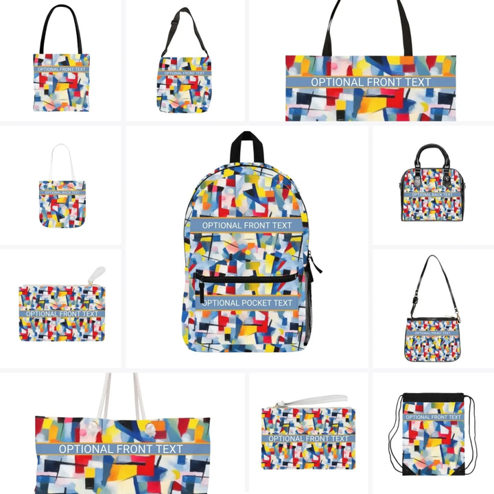 Custom Modern Geometric Abstraction Bags - Tote, Weekender, Shoulder, Clutch, Backpack & String Bags - ARTFULANE