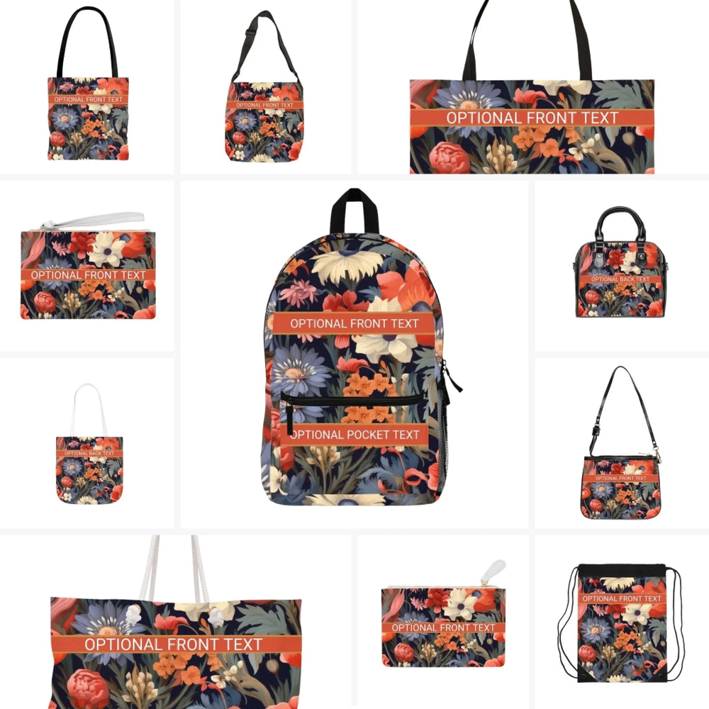 Custom Wildflower Vintage Floral Bags - Tote, Weekender, Shoulder, Clutch, Backpack & String Bags - ARTFULANE