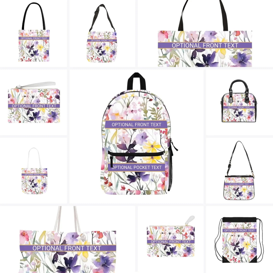 Custom Watercolor Loose Wildflowers Everyday Bags - Tote, Weekender, Shoulder, Clutch, Backpack & String Bags - ARTFULANE