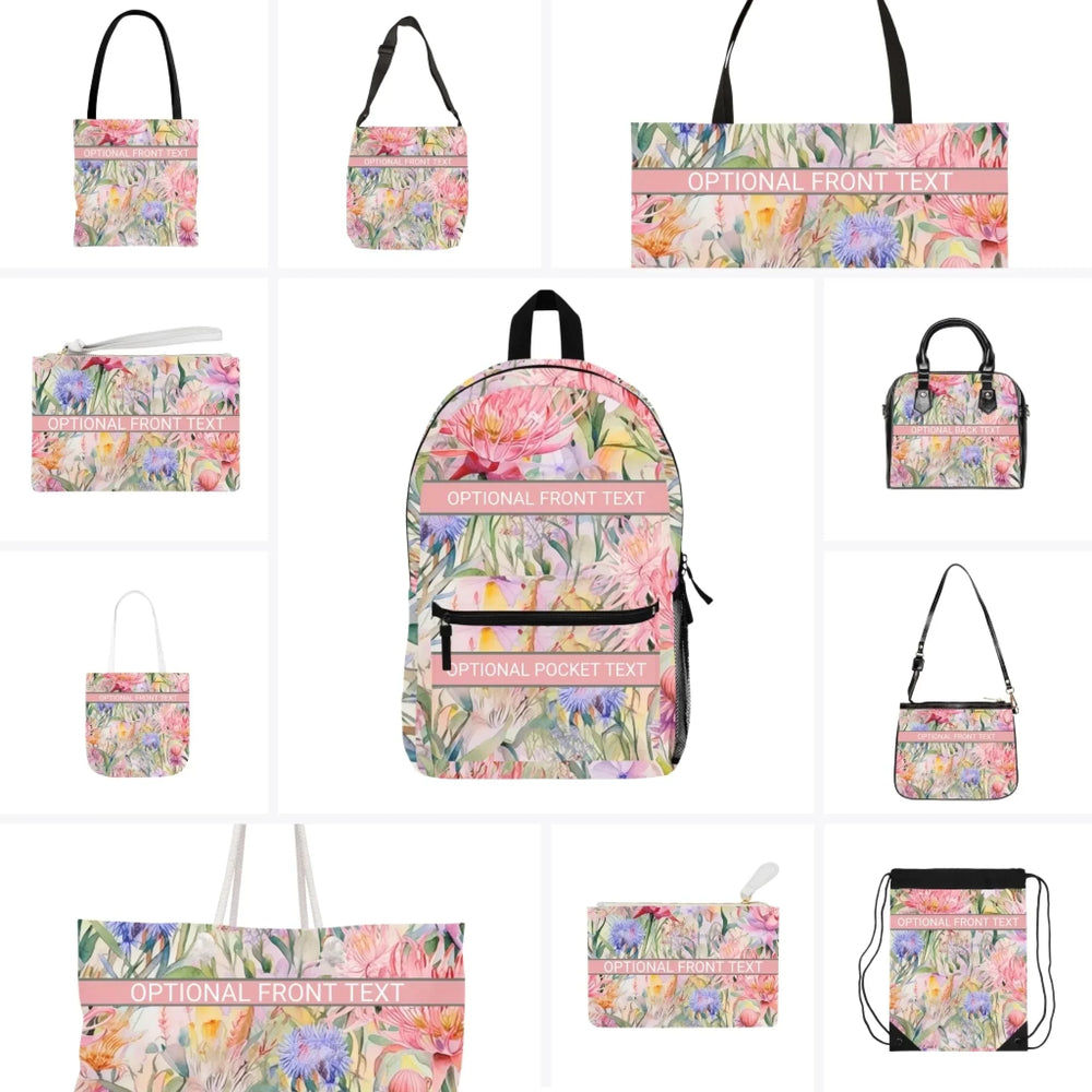 Custom Watercolor Loose Wildflowers Everyday Bags - Tote, Weekender, Shoulder, Clutch, Backpack & String Bags - ARTFULANE