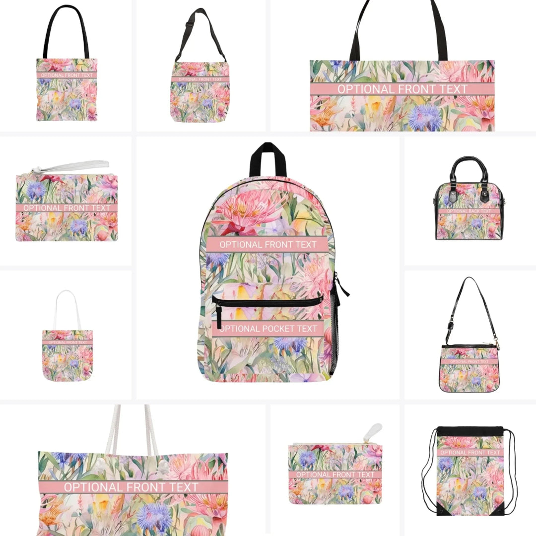 Custom Watercolor Loose Wildflowers Everyday Bags - Tote, Weekender, Shoulder, Clutch, Backpack & String Bags - ARTFULANE