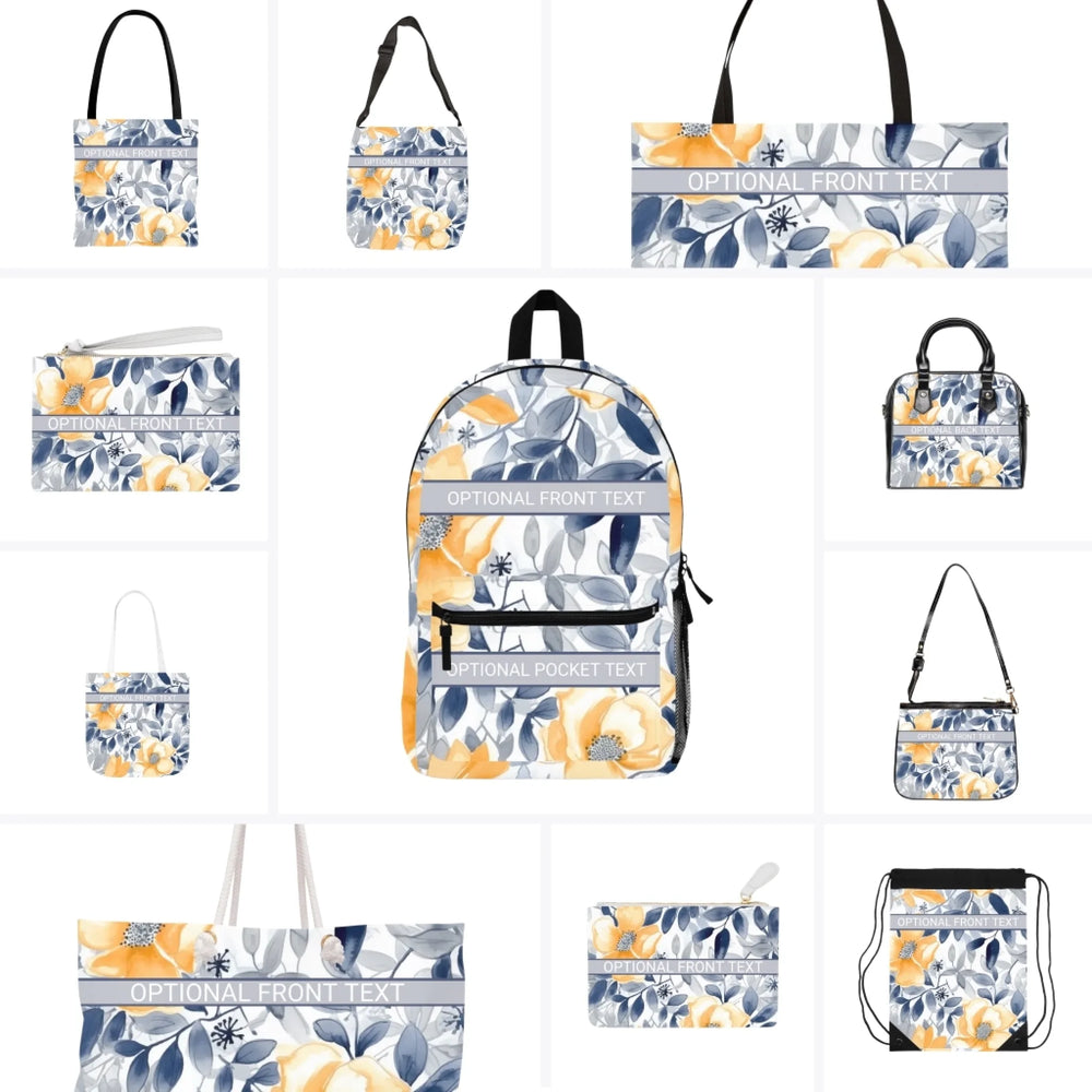 Custom Monochromatic Watercolor Floral Everyday Bags - Tote, Weekender, Shoulder, Clutch, Backpack & String Bags - ARTFULANE