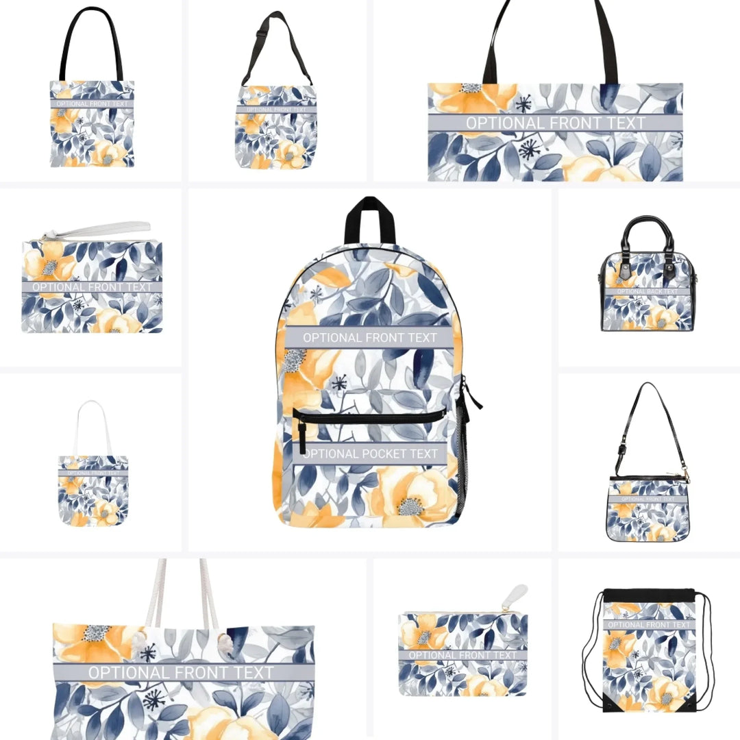Custom Monochromatic Watercolor Floral Everyday Bags - Tote, Weekender, Shoulder, Clutch, Backpack & String Bags - ARTFULANE