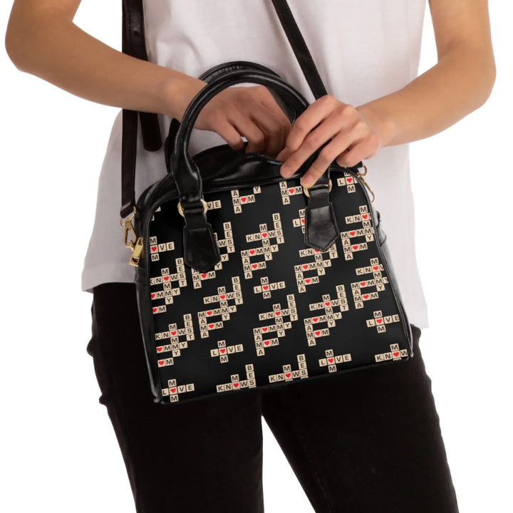 Custom-shoulder-handbag-Mom-Knows-Best-on-model-artfulane