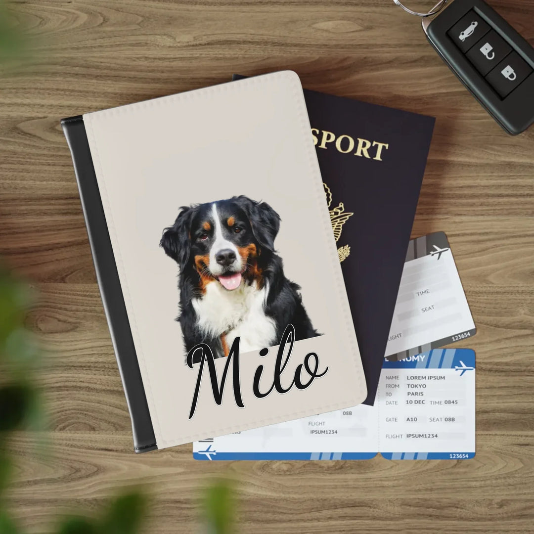 Passport Cover on table-Custom photo, text, fonts, and colors-ARTFULANE