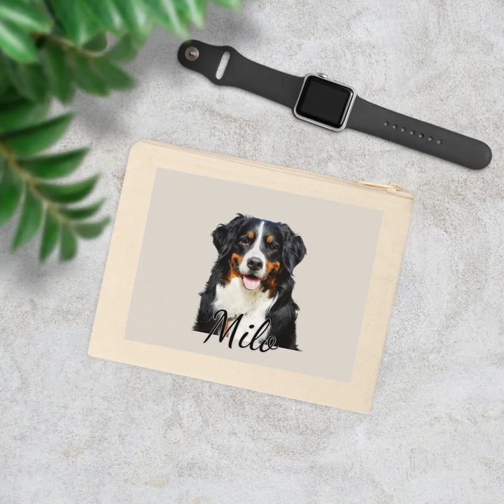 Cotton Accessory Zipper Pouch on table-Custom photo, text, fonts, and colors-ARTFULANE