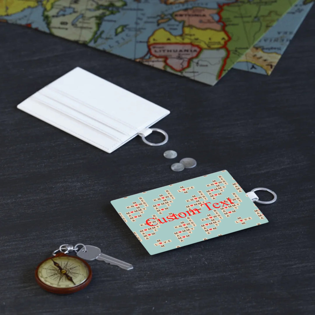 Custom-Travel-Accessories-leather-card-holder-in-use-Mom-Knows-Best-artfulane